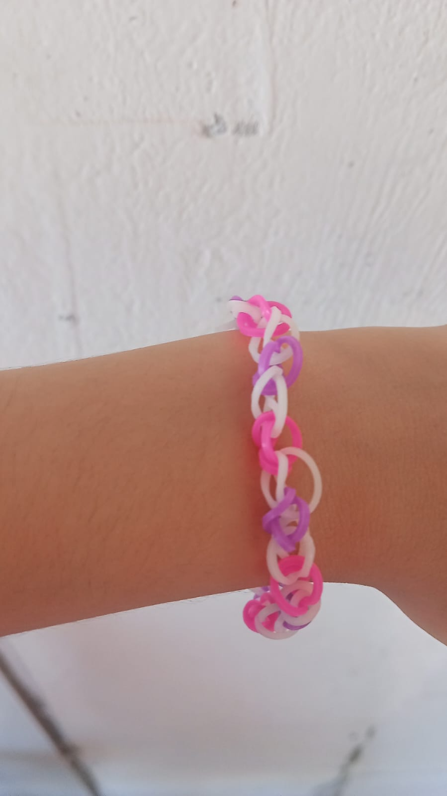 Pulseira de elástico Rosa, roxo & branco